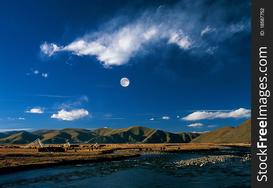 Mountain and river in Tibet. Mountain and river in Tibet