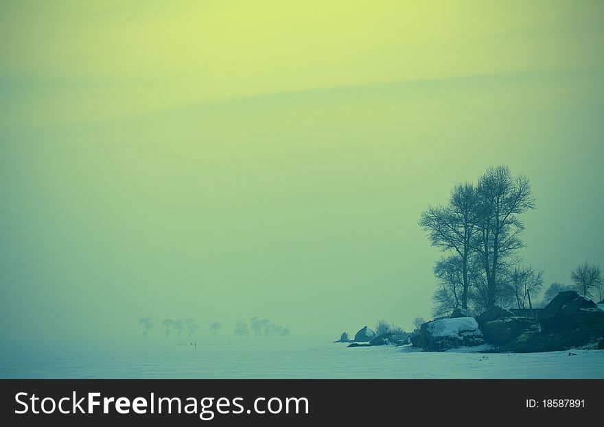 Winter snow scene, snow drifts