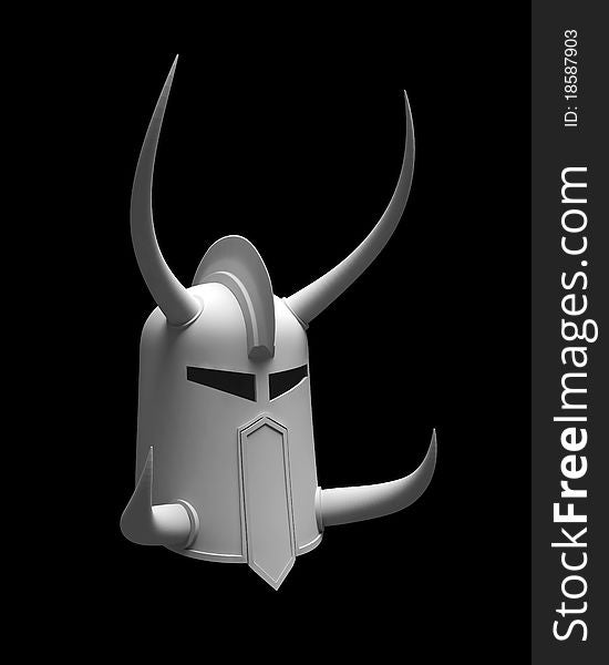 3d render of ancient war helmet with horns isolated on dark gray. 3d render of ancient war helmet with horns isolated on dark gray