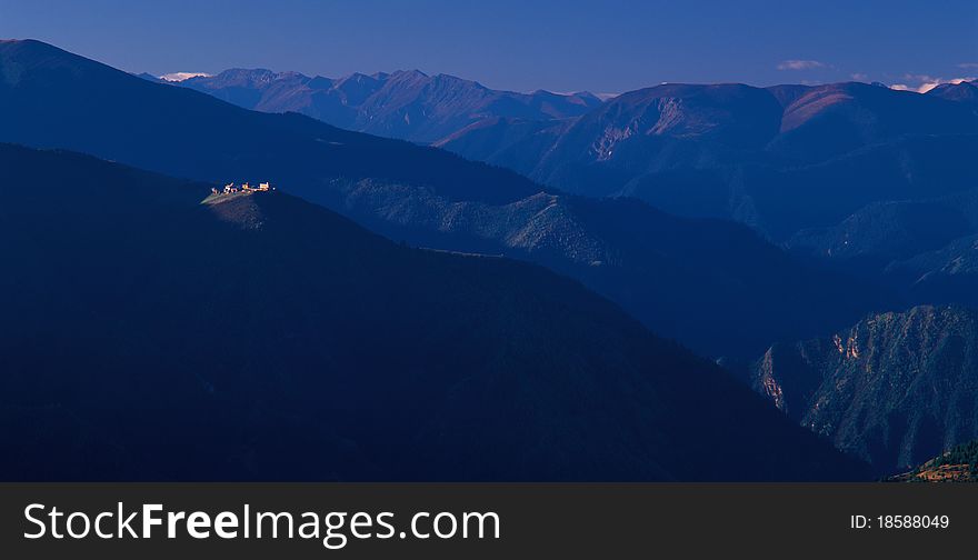 Monastery on the top, view in Tibet