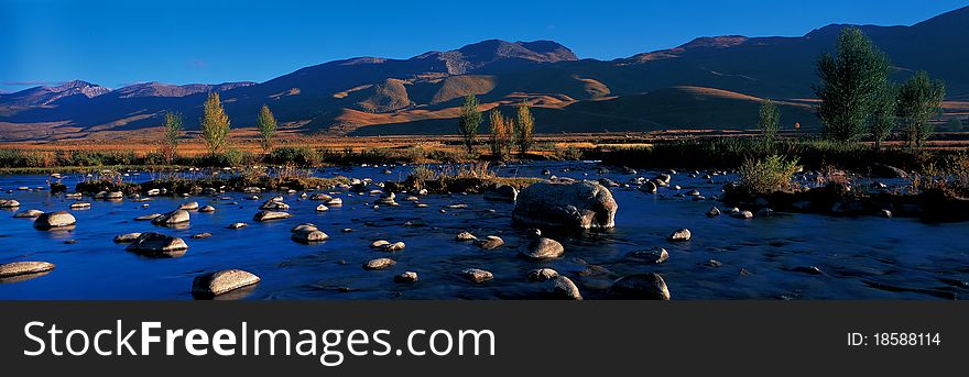 Mountain and river,view in Tibet