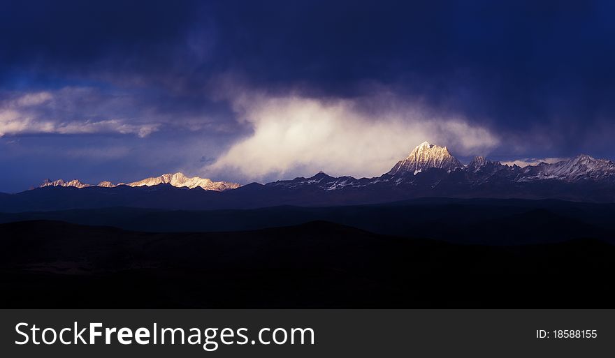Mountain in clouds ,view in Tibet