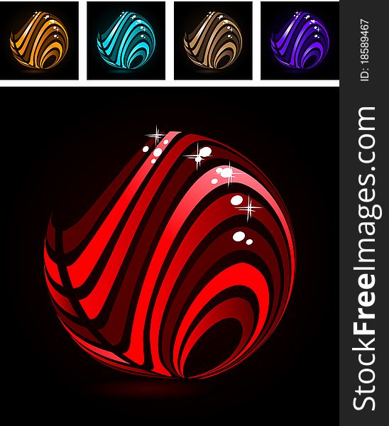 Abstract symbol made of glossy red stripes