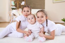 Twin Sisters Together At Home Stock Photo Twin Sisters Together At Home Stock Photo