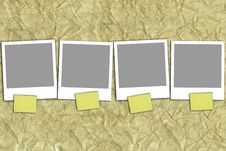 Four Empty Photographs With Yellow Notes Stock Photo Four Empty Photographs With Yellow Notes Stock Photo