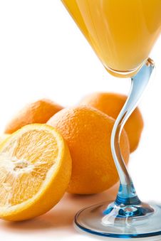 Wine Glass With Orange Juice And Fruit Stock Images