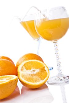 Wine Glass With Orange Juice And Fruit Royalty Free Stock Photo