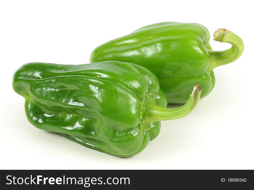 Green pepper on white background close up shoot. Green pepper on white background close up shoot