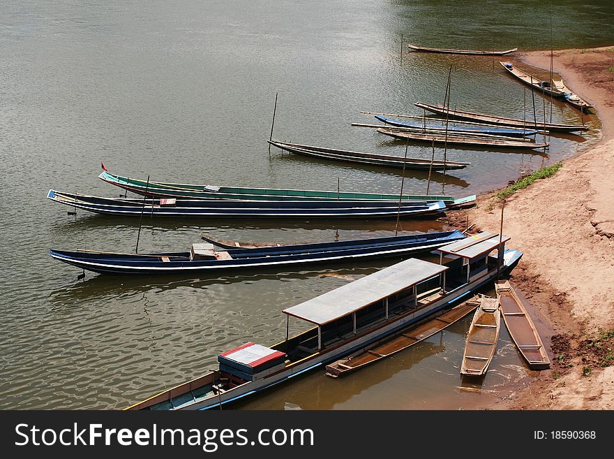 Boats pier in mae-kong