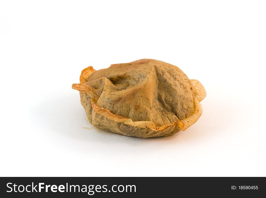 Single used tea bag isolated on a white background. Single used tea bag isolated on a white background