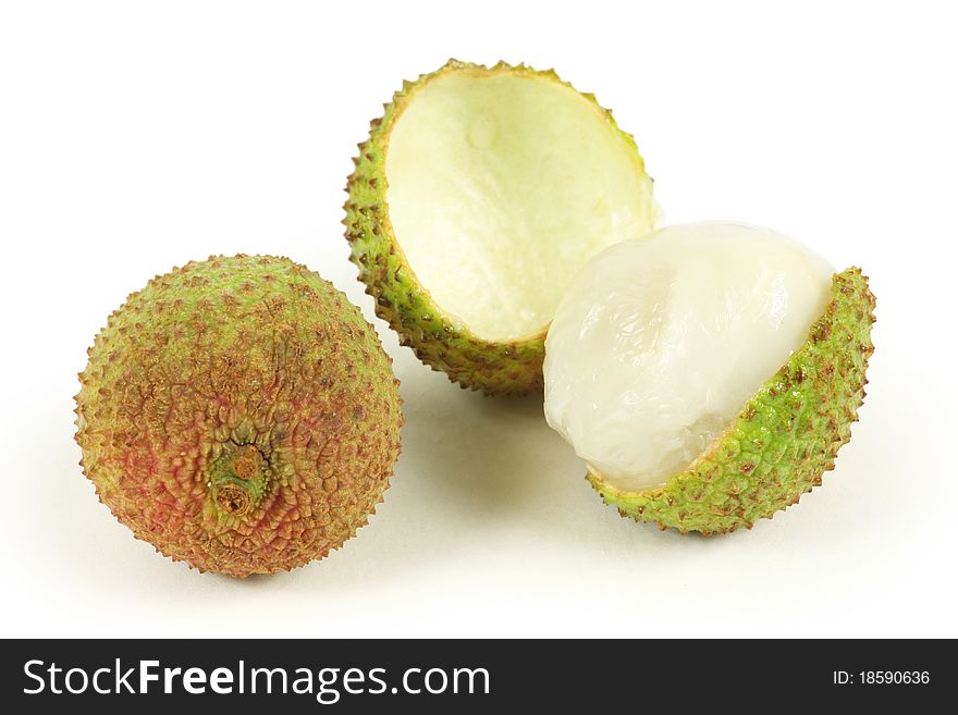 Lychee fruit from China on white background