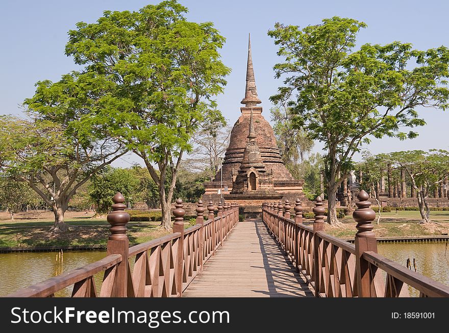 Ancient pagoda at Sukhothai Historical park in Thailand. Ancient pagoda at Sukhothai Historical park in Thailand.