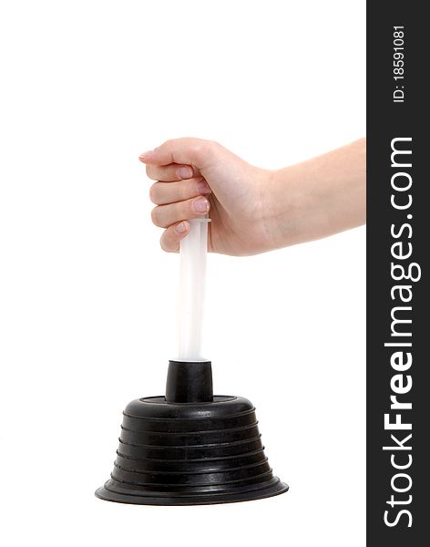 A close up on a plunger isolated on a white background. A close up on a plunger isolated on a white background