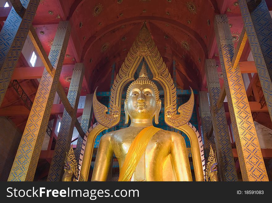 Golden Buddha statue in Wat Tonson, Ang Thong Province, Thailand. Golden Buddha statue in Wat Tonson, Ang Thong Province, Thailand.