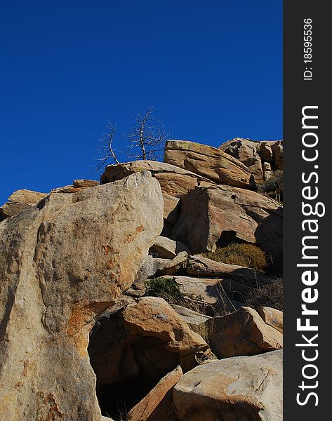 Desert Landscape, Boulders And Rocks