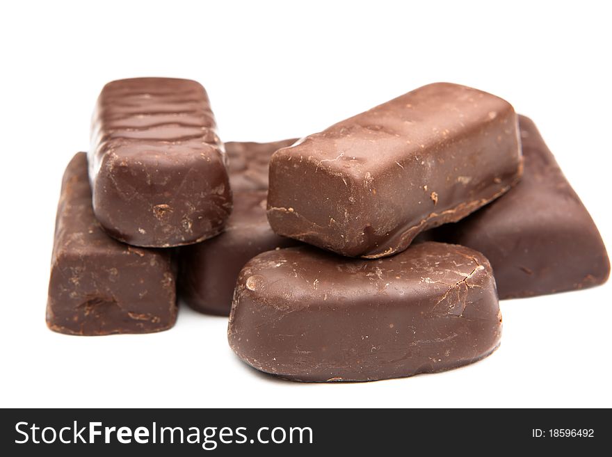 Chocolate sweets  on white background