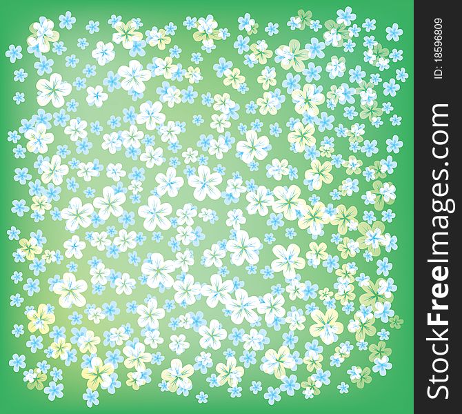 Abstract floral background with small flowers on green