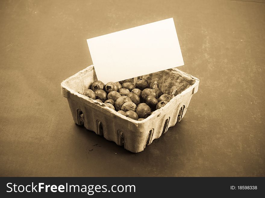 Selling Blueberries With Abstract Sepia Treatment For Mood