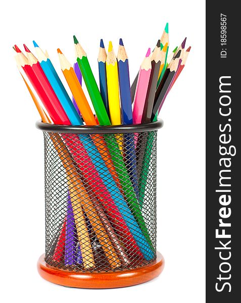 Colourful pencils isolated on the white