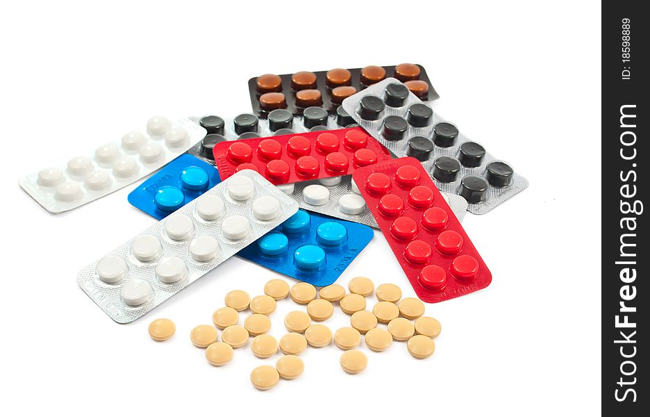 Pills on a white background