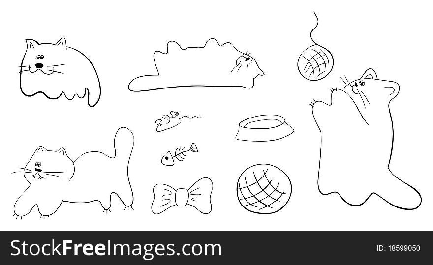 Vector cats silhouettes on a white background. Vector cats silhouettes on a white background