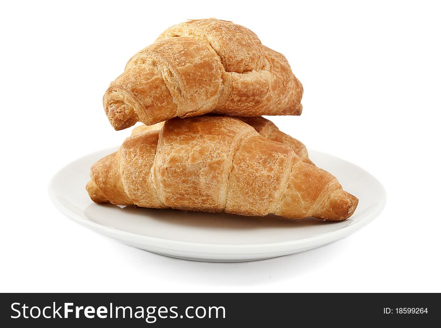 Croissants on a white background