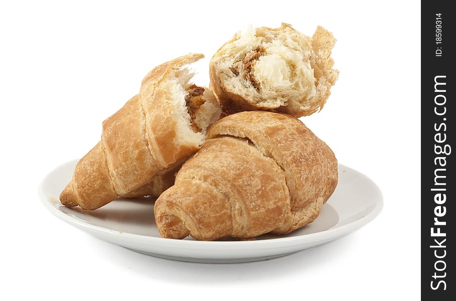 Croissants on a white background