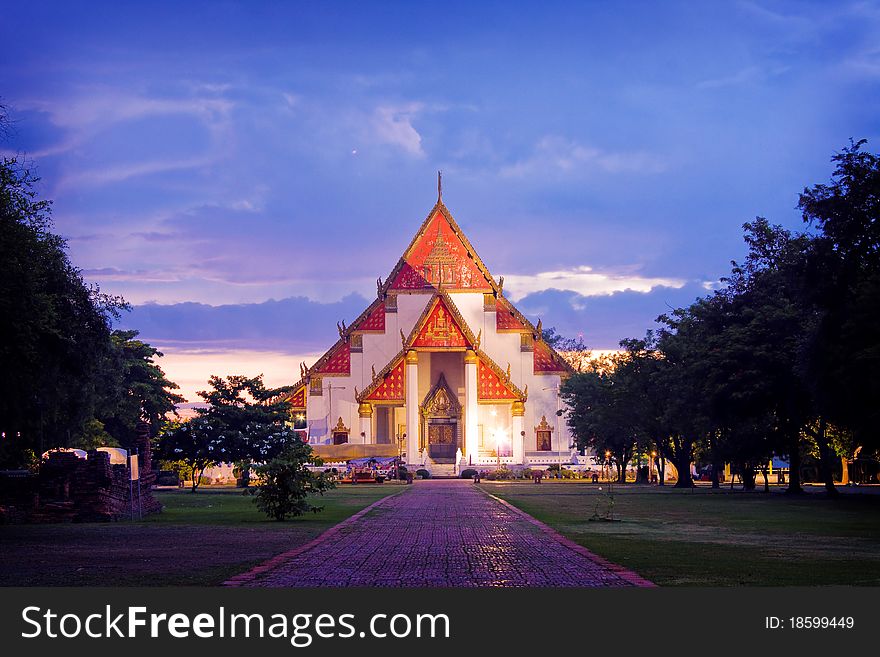 Mongkol bophit temple in Ayutthaya, Thailand