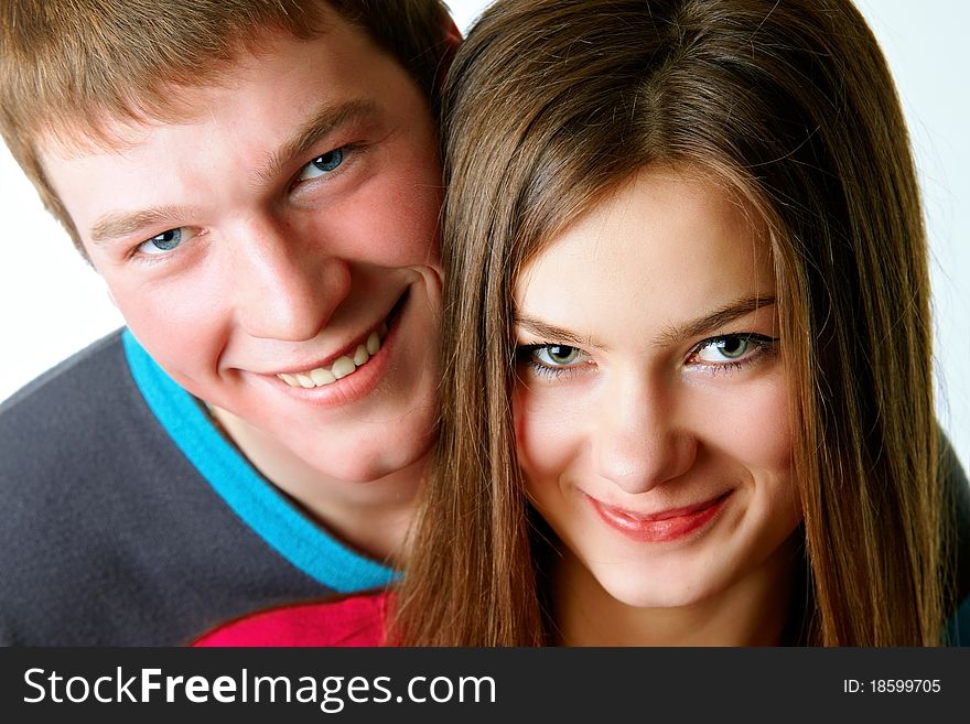 Portrait of a young couple in studio