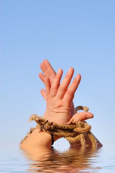 Close Up Of Female Hands Tied In A Rope Royalty Free Stock Photo