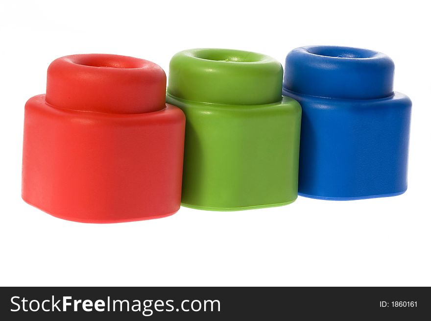 Stack of colorful building blocks - no trademarks. isolated on the white background