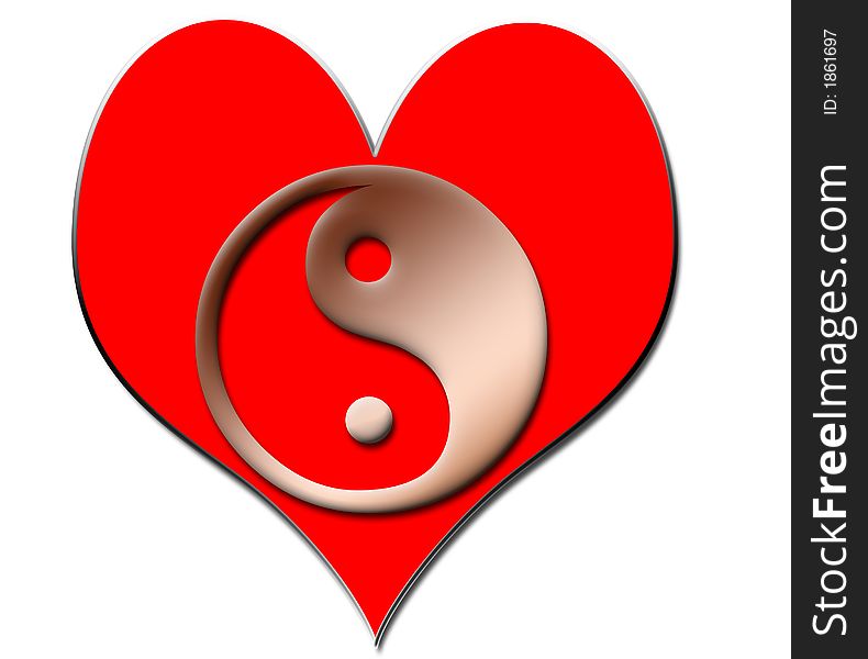 One heart symbol for a couple male & female