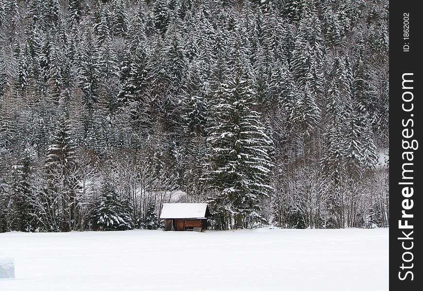 An old barn in winter