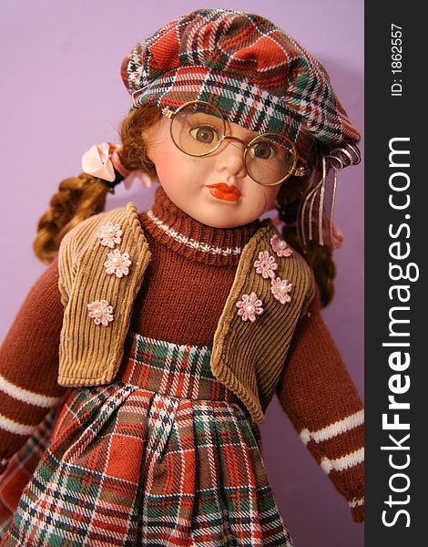 Cute Childs Play Female Doll with Glasses. Cute Childs Play Female Doll with Glasses