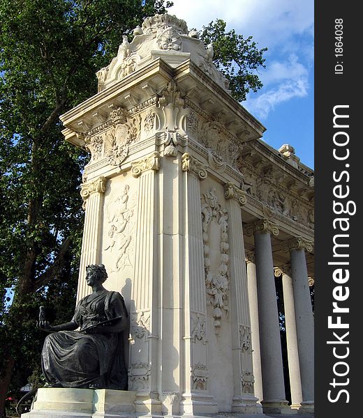 Part of King Alfonso XII monument in Madrid, Spain