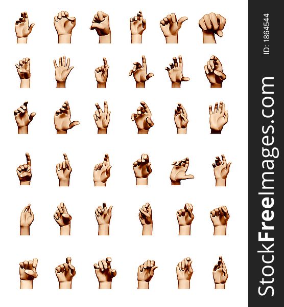 Gestures by fingers, 3D generation. Gestures by fingers, 3D generation