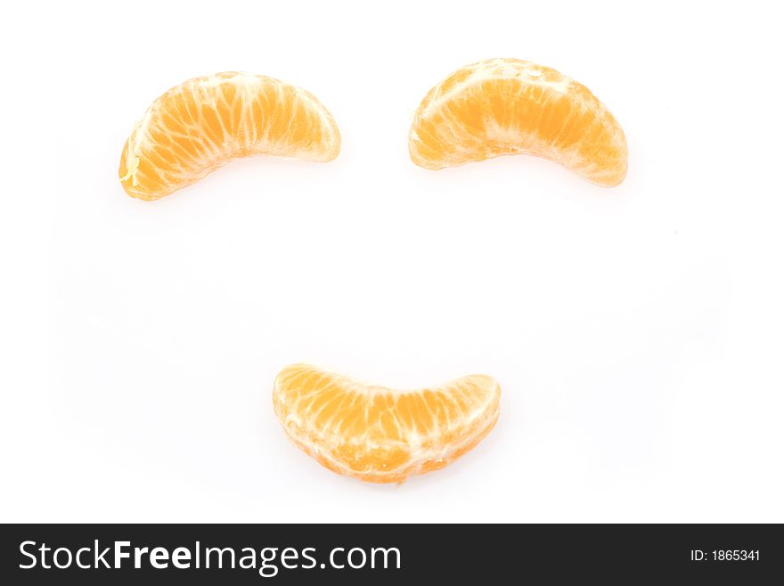 Piece of mandarines isolated on white background