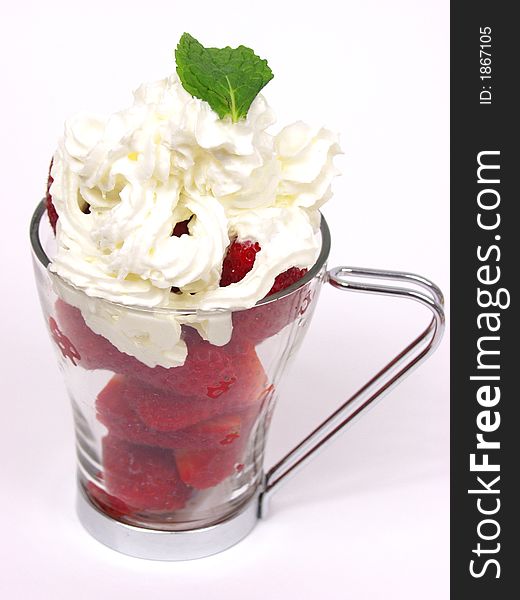 A glass cup with red valentines strawberry