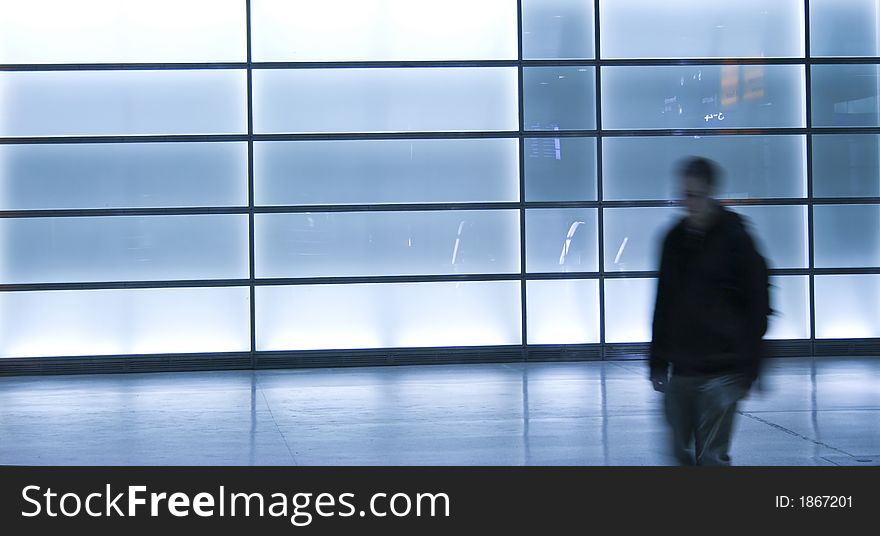 Young boy walking through the passage from the Potsdamer Platz