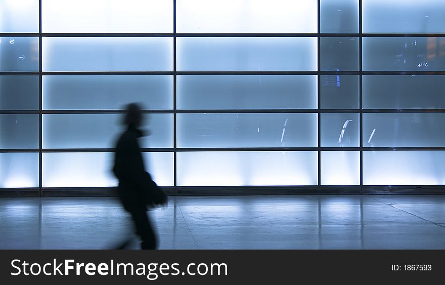 Young boy walking through the passage from the Potsdamer Platz