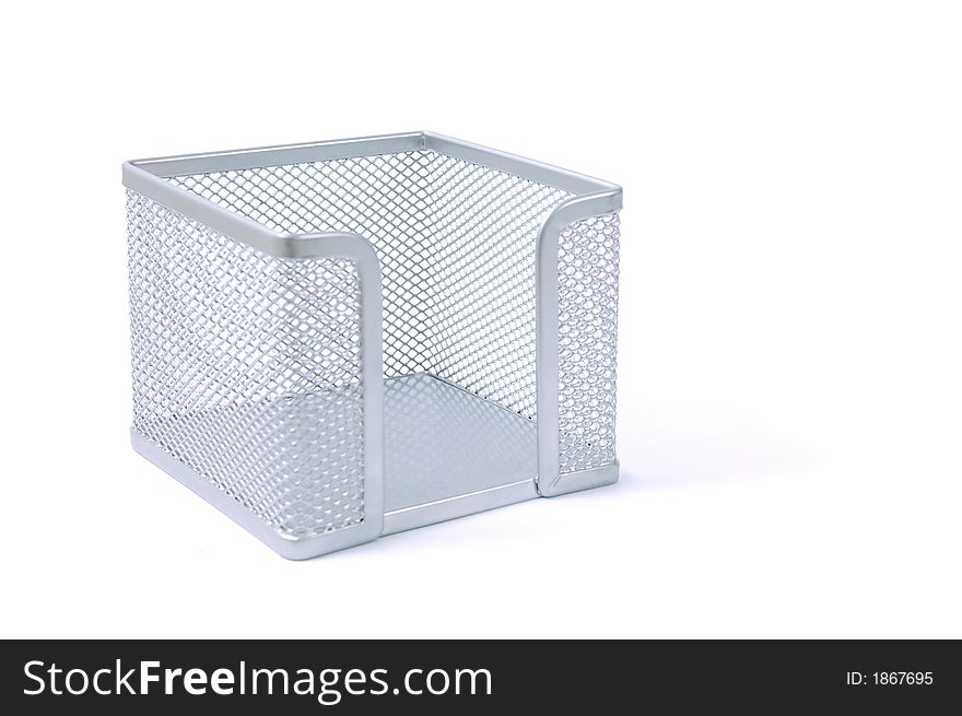 Metal basket on white background. Metal basket on white background