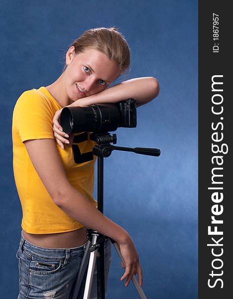 Russian girl with a photo camera