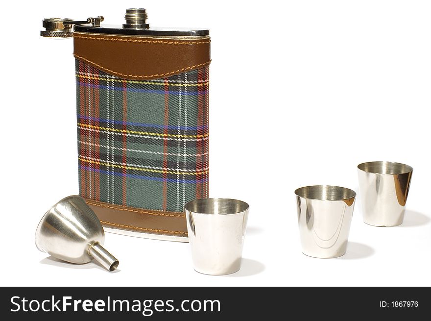 Series object on white: isolated -flask with cans