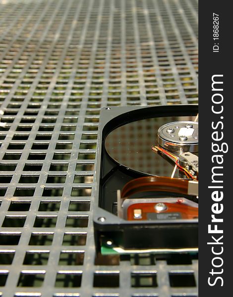 Hard Disk On A Metal Grid