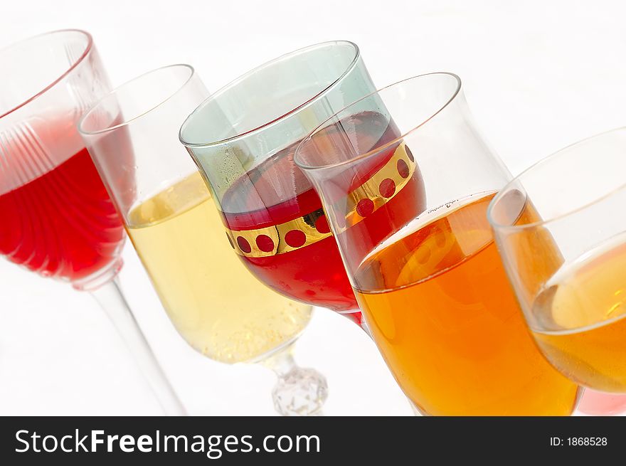 Glasses of wine with copy space in white