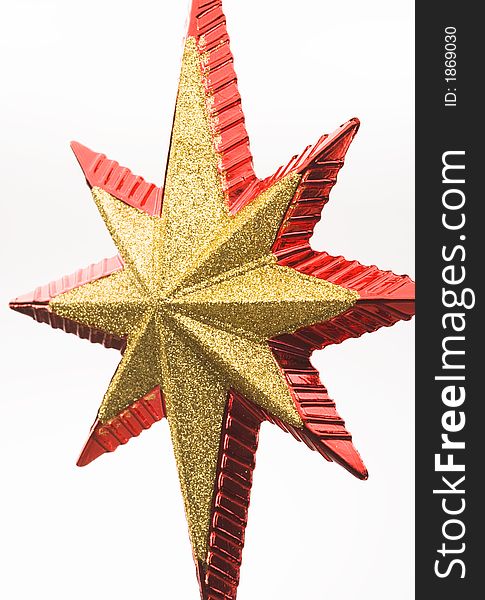 A gold and red Christmas star.