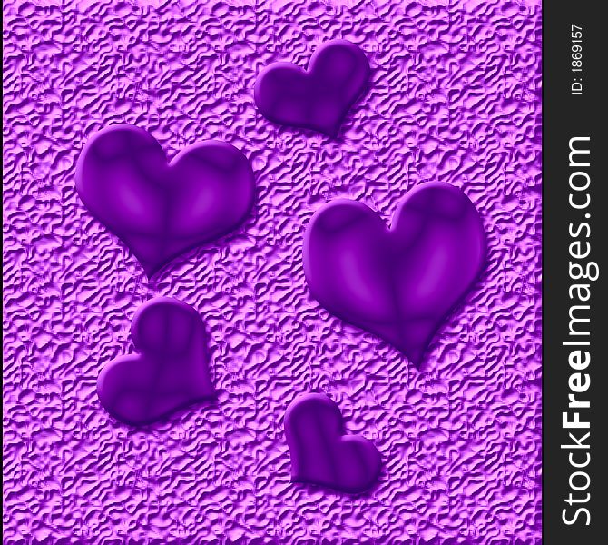 Purple Hearts On Texture