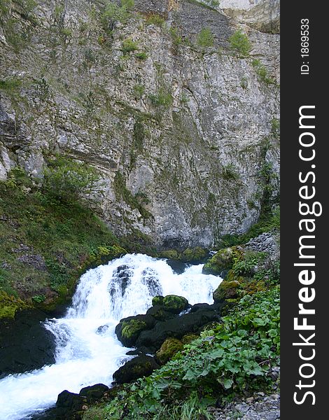 Durmitor Mountains Glacier and Waterfall. Durmitor Mountains Glacier and Waterfall