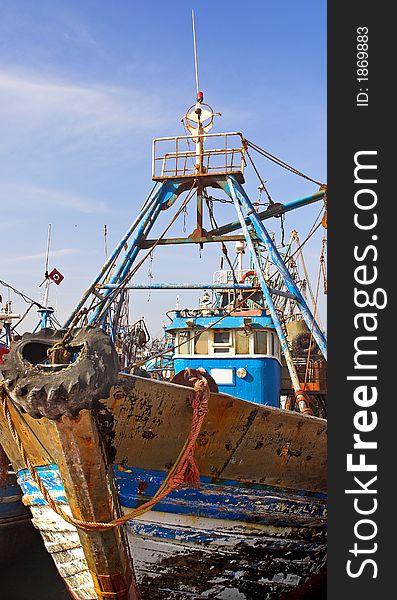 Old fishing boats in Agadir, Morocco. Old fishing boats in Agadir, Morocco