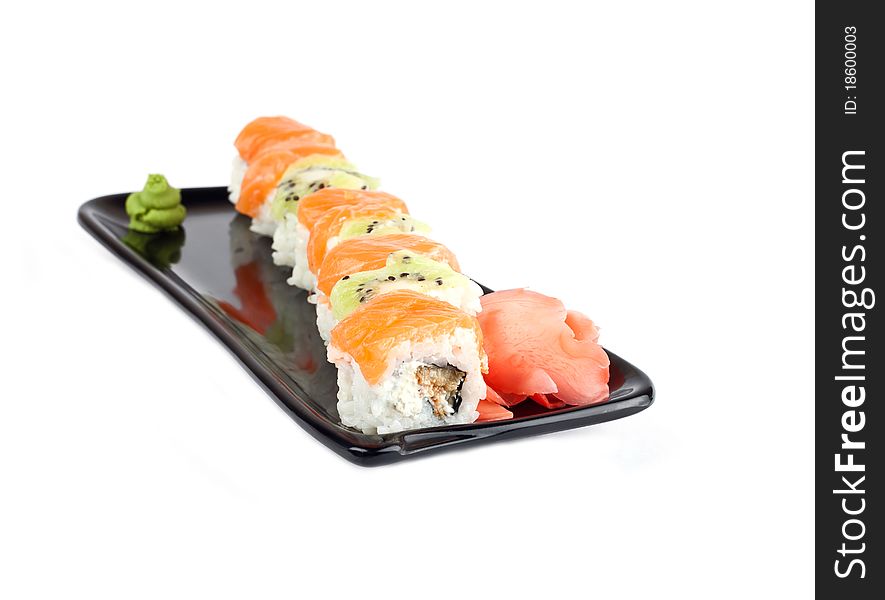 Sushi Roll With Salmon And Kiwi